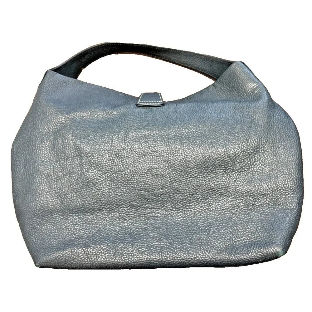 Dooney & Bourke Pebbled Leather Hobo Shoulder Bag Black Duck‎ Medallion